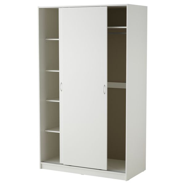 Гардероб с 2 раздвижными дверцами ТОДАЛЕН, белый (120x202 см) - схема-чертеж с размерами