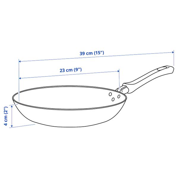 Сковорода, темно-синий 23 см IKEA STEKA СТЕКА 303.821.06 - схема-чертеж с размерами