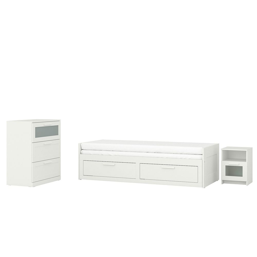 Комплект мебели для/спальни, 3 предм., белый 80x200 см IKEA BRIMNES БРИМНЭС 294.879.15 - фото 1