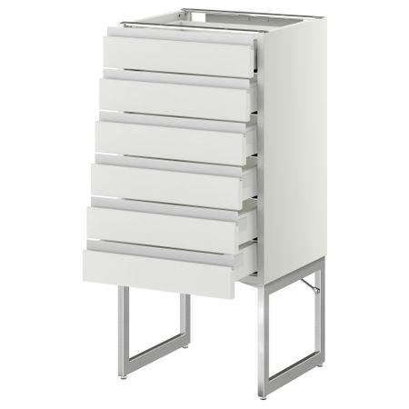 Напольный шкаф 6 фронтальных панелей, 6 нижних ящиков МЕТОД / МАКСИМЕРА, белый, Нодста белый