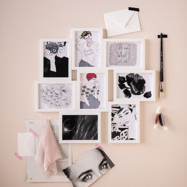 Рама для коллажа на 8 фото , белый 13x18 см IKEA VÄXBO ВЭКСБУ 203.813.72 - схема-чертеж с размерами