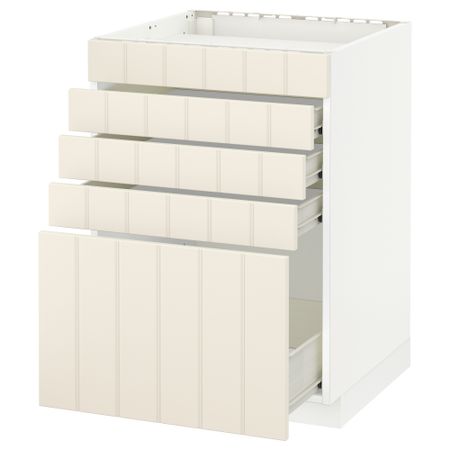 Напольный шкаф для варочной панели, 5 фасадов, 4 ящиков МЕТОД / ФОРВАРА, белый, Хитарп белый с оттенком