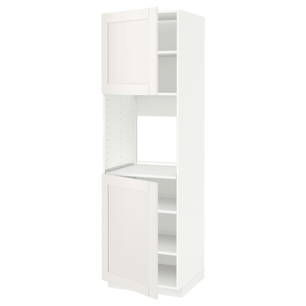 Высокий шкаф для духовки/2дверцы/полки, белый/Сэведаль белый 60x60x200 см IKEA METOD МЕТОД 894.456.11 - фото 1