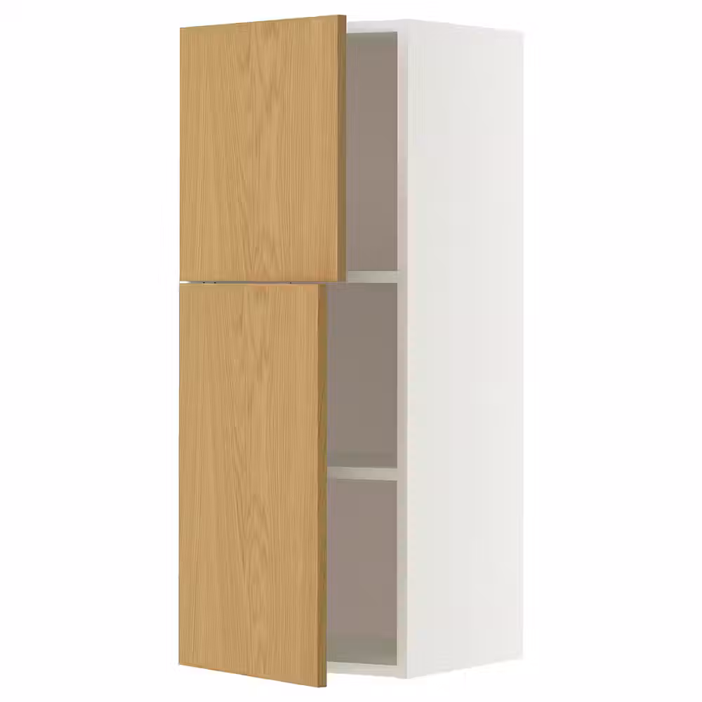 METOD Навесной шкаф с полками/2дверцы - белый/Sinarp дубовый шпон 40x100 см - фото 1