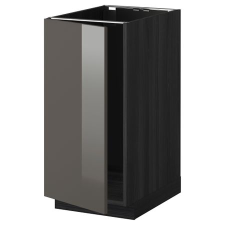 Напольный шкаф для мойки, мусорных контейнер МЕТОД, черный, Рингульт серый (40x60 см)