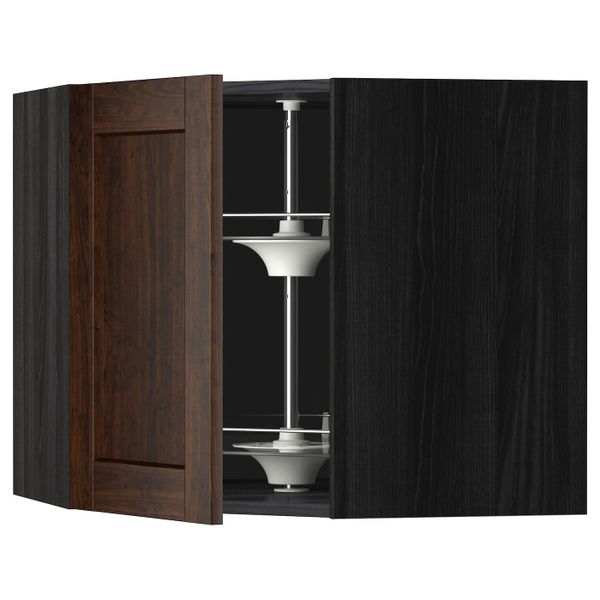 Угловой навесного шкаф с вращающейся секц, черный/Эдсерум коричневый 68x60 см IKEA МЕТОД 192.266.31 - схема-чертеж с размерами