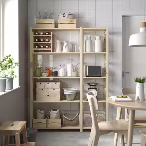 IVAR 2 секции/полки - сосна 134x30x179 см - схема-чертеж с размерами