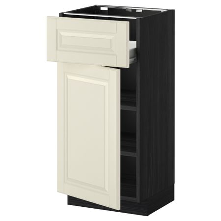 Напольный шкаф с полкой/ящиком, дверью МЕТОД / ФОРВАРА, черный, Будбин белый с оттенком