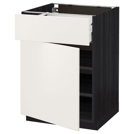 Напольный шкаф с ящиком, дверью МЕТОД / МАКСИМЕРА, черный, Веддинге белый