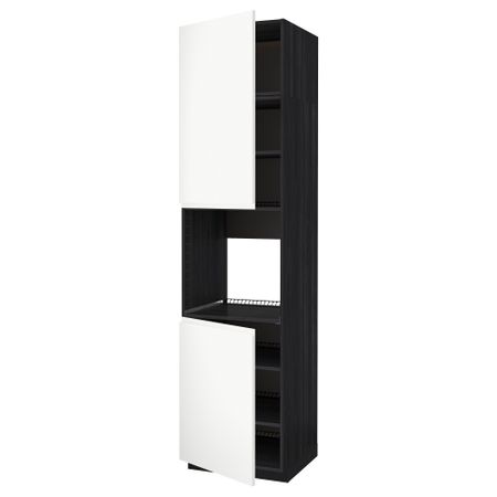 Высокий шкаф для духовки, 2 дверцы, полки МЕТОД, черный, Воксторп белый