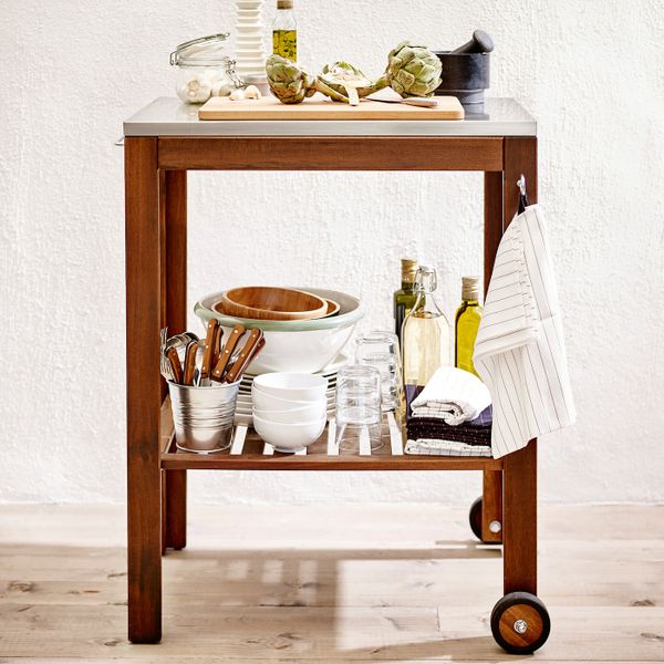 Тележка,д/сада, коричневая морилка, нержавеющая сталь 77x58 см IKEA ЭПЛАРО / КЛАСЕН 292.289.84 - фото 2