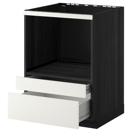 Напольный шкаф для комбинирования СВЧ, ящики МЕТОД / ФОРВАРА, черный, Хэггеби белый (60x60 см)