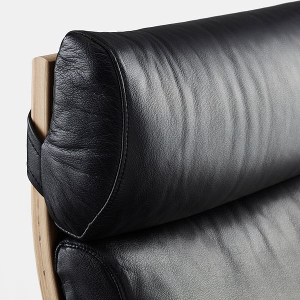 Кресло, дубовый шпон, беленый, Смидиг черный IKEA ПОЭНГ 392.817.11 - схема-чертеж с размерами