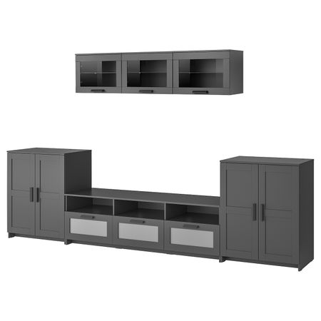 Шкаф для ТВ, комбинация, черный 336x41x190 см IKEA BRIMNES БРИМНЭС 593.978.00