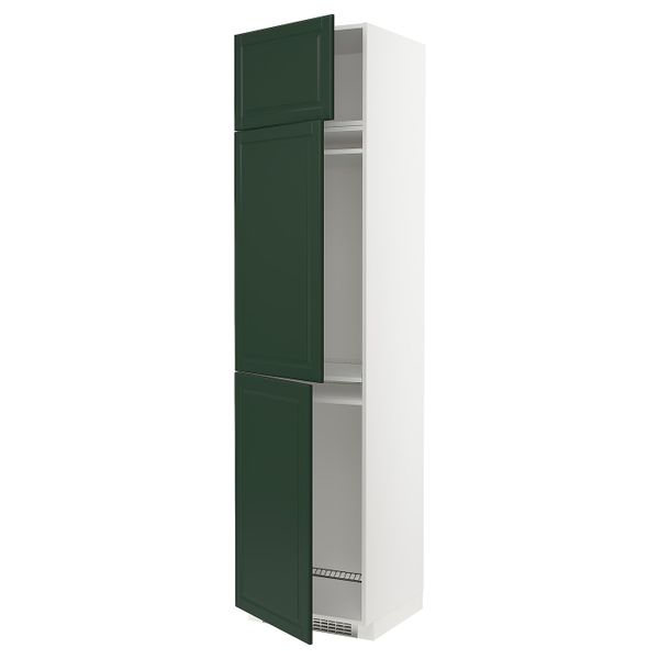 Высокий шкаф для холодильника или морозильника, с 3 дверями, белый/Будбин темно-зеленый 60x60x240 см IKEA METOD МЕТОД 693.120.23 - фото 1
