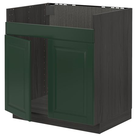 Напольный шкаф для двойной мойки ХАВСЕН, черный/Будбин темно-зеленый 80x60 см IKEA МЕТОД 093.130.54