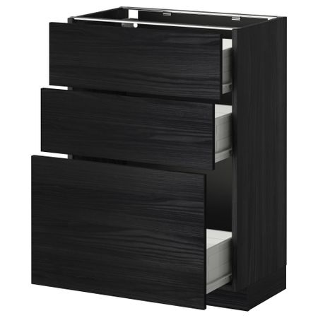 Напольный шкаф с 3 ящиками МЕТОД / ФОРВАРА, черный, Тингсрид черный