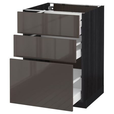 Напольный шкаф с 3 ящиками МЕТОД / МАКСИМЕРА, черный, Рингульт серый