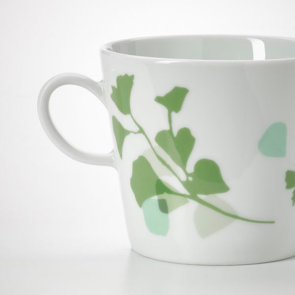Кружка, орнамент «листья» белый/зеленый 33 сл IKEA STILENLIG СТИЛЕНЛИГ 204.834.60 - фото 2