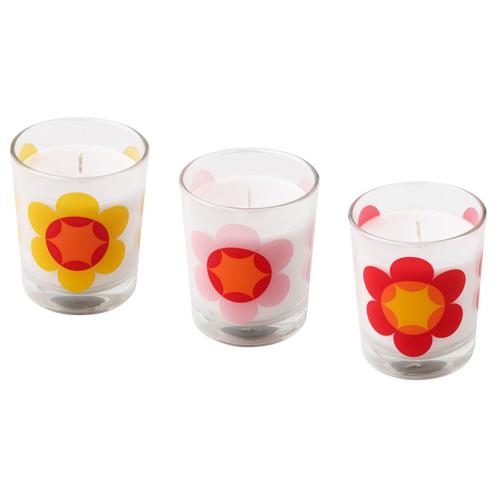 Неароматическая свеча в стекло подсвечн СОММАР 2019, цветок (8 см 3 шт) - фото 1
