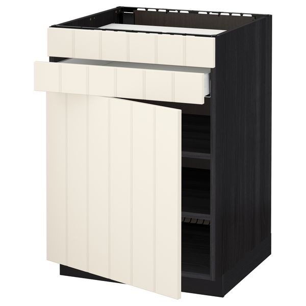 Напольный шкаф для варочной панели, доводчик, 2 фасада, 1 ящик МЕТОД / МАКСИМЕРА, черный, Хитарп белый с оттенком (60x60 см) - схема-чертеж с размерами