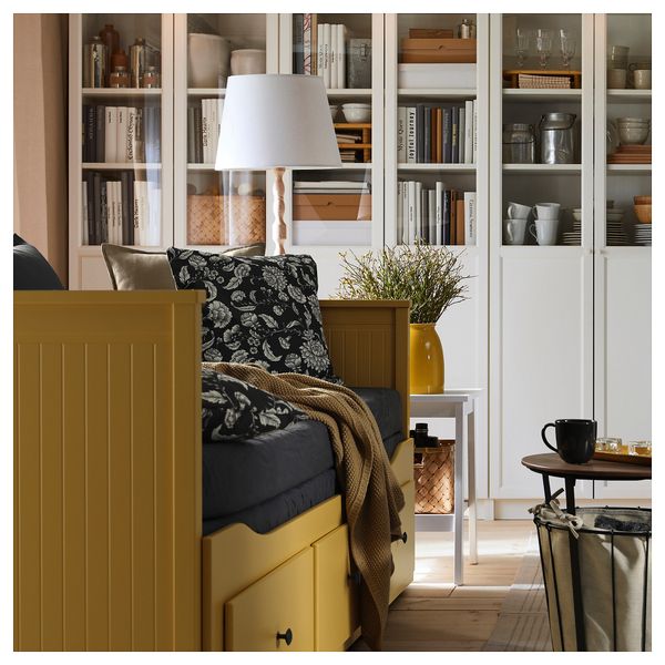 Кушетка с 2 матрасами, 3 ящиками, желтый, Ågotnes жесткий, 80x200 см IKEA HEMNES ХЕМНЭС 695.598.68 - фото 6