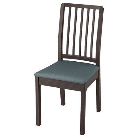 Стул, темно-коричневый/Идекулла синий IKEA EKEDALEN ЭКЕДАЛЕН 493.180.64