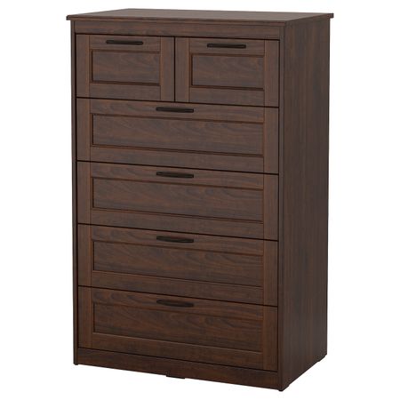 Комод с 6 ящиками, коричневый 82x126 см IKEA SONGESAND СОНГЕСАНД 003.667.87
