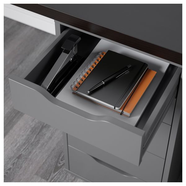 Стол ЛИННМОН / АЛЕКС, черно-коричневый, серый (120x60 см) - схема-чертеж с размерами