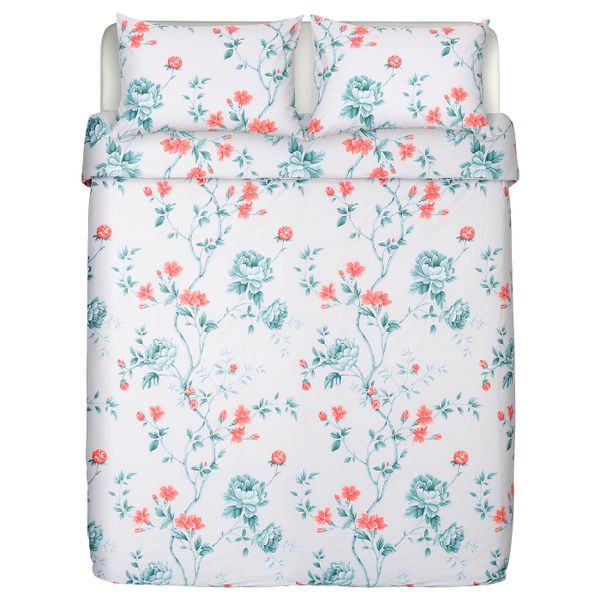 Пододеяльник и 2 наволочки, цветок/бежевый 200x200/50x70 см IKEA SKÄCKMAL СКЭККМАЛ 105.198.36 - фото 2