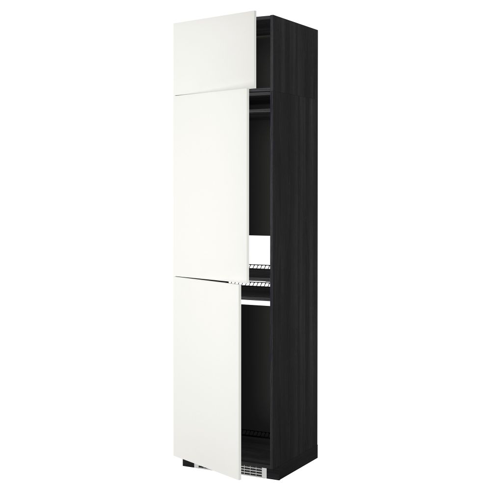 Высокий шкаф для холодильника или морозильника, с 3 дверями МЕТОД, черный, Хэггеби белый (60x60x240 см) - схема-чертеж с размерами