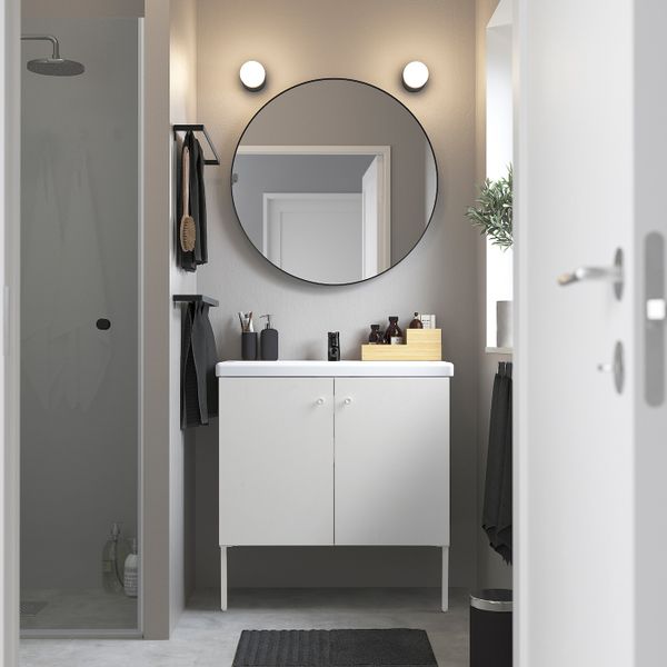 Шкаф под раковину с 2 дверец, белый/Сальен смеситель 84x43x88 см IKEA FISKÅN ФИСКОН / TVÄLLEN ТВЭЛЛЕН 894.304.69 - фото 2