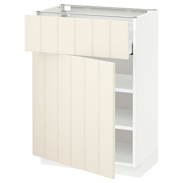 Напольный шкаф с ящиком, дверью МЕТОД / МАКСИМЕРА, белый, Хитарп белый с оттенком - схема-чертеж с размерами