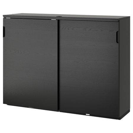 Шкаф с раздвижными дверцами, ясеневый шпон, черная морилка 160x120 см IKEA GALANT ГАЛАНТ 803.651.47