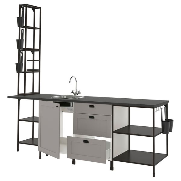 Кухня, 243x63.5x241 см, антрацит/серый каркас IKEA ENHET 293.382.18 - фото 2
