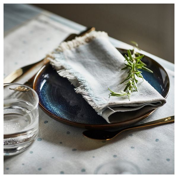 Салфетка, бежевый, голубой, 35x35 см IKEA NISSÖGA 805.550.34 - фото 8