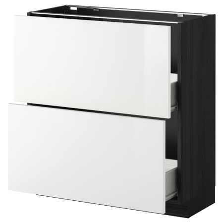 Напольный шкаф с 2 ящиками МЕТОД / ФОРВАРА, черный, Рингульт белый