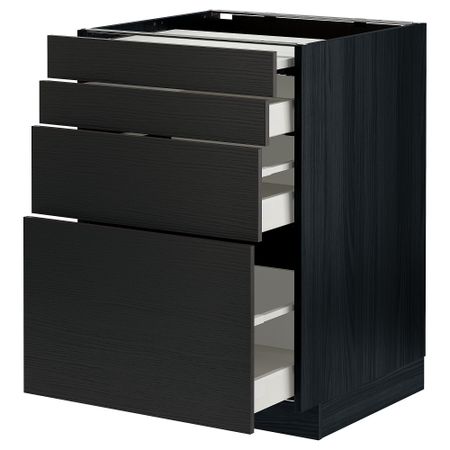 Напольный шкаф с выдвижной панелью, 3 ящиками, 60x60 cm IKEA METOD МЕТОД, MAXIMERA МАКСИМЕРА 294.339.27