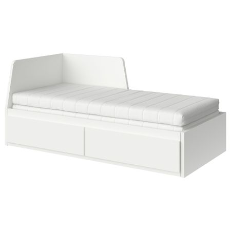 Кушетка с 2 матрасами, 2 ящиками, 80x200 см, белый, Åsvang жесткий IKEA FLEKKE ФЛЕККЕ 694.959.37