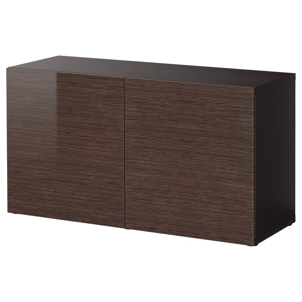 Стеллаж с дверьми БЕСТО, черно-коричневый, Сельсвикен глянцевый/коричневый (120x40x64 см) - схема-чертеж с размерами