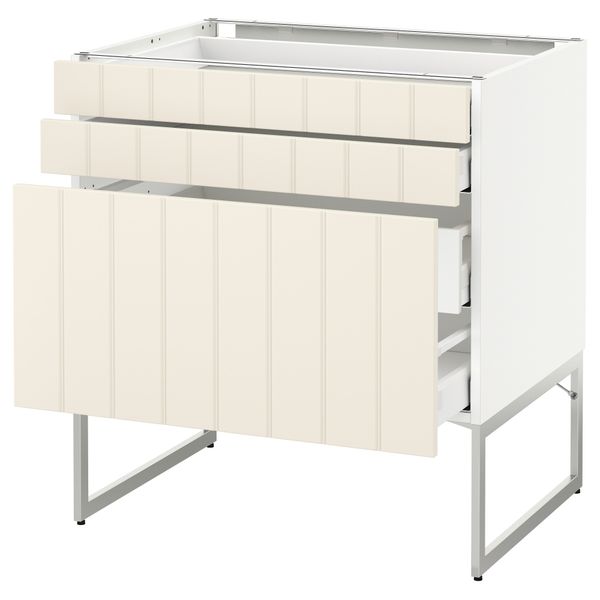 Напольный шкаф 3 фронтальных панели, 2 нижних, 2 средних ящика МЕТОД / МАКСИМЕРА, белый, Хитарп белый с оттенком - схема-чертеж с размерами