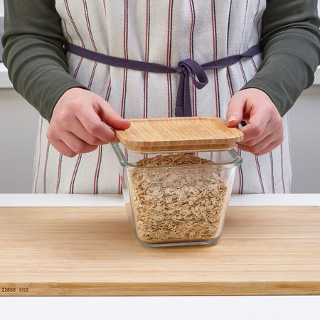 Контейнер для продуктов с крышкой, четырехугольной формы стекло/бамбук 1.2 л IKEA IKEA 365+ ИКЕА/365+ 892.691.13