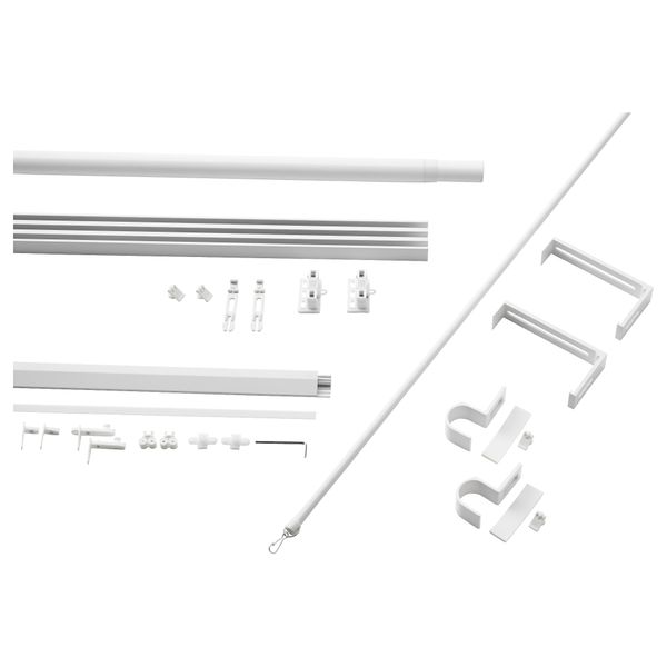 Тройная гардинная шина и карниз ВИДГА, белый - схема-чертеж с размерами