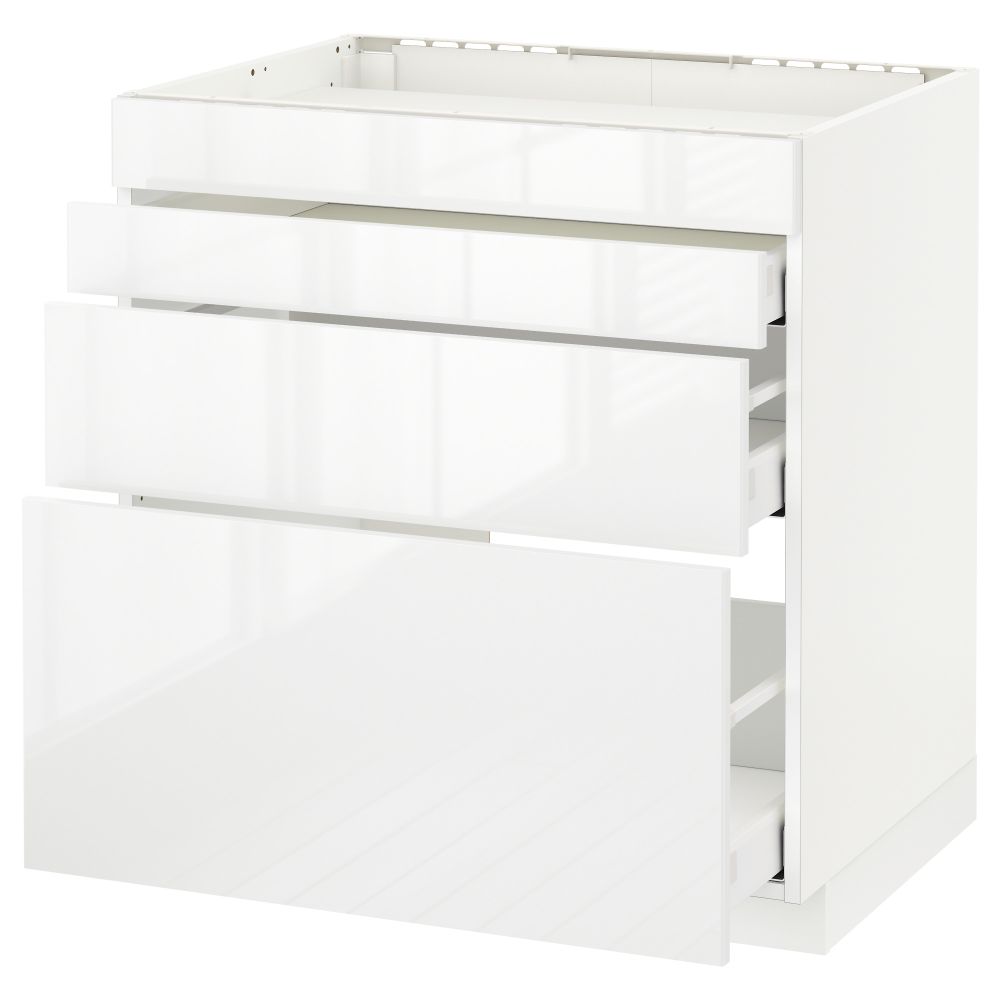 Напольный шкаф для духовки, 4фасада, 3 ящика МЕТОД / МАКСИМЕРА, белый, Рингульт белый - схема-чертеж с размерами
