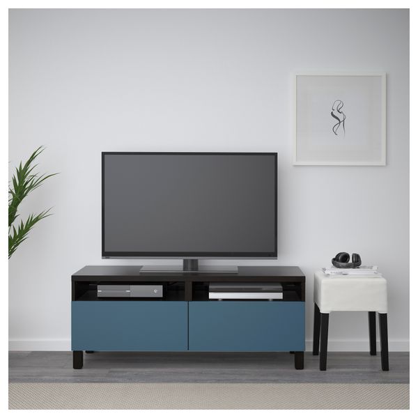 Тумба для ТВ с ящиками БЕСТО, черно-коричневый, Вальвикен темно-синий - фото 2