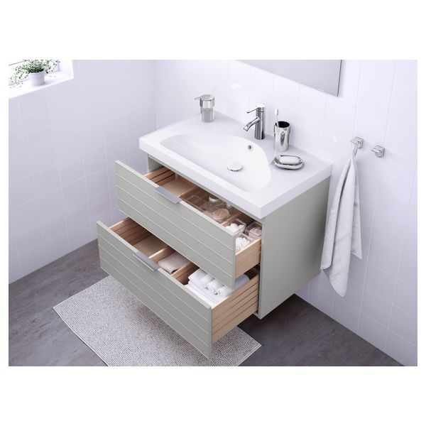 Шкаф для раковины с 2 ящиками ГОДМОРГОН / ЭДЕБОВИКЕН, светло-серый (80x49x64 см) - схема-чертеж с размерами