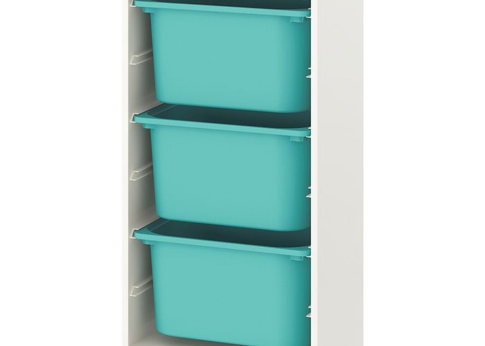 Комбинация для хранения + контейнеры, белый, бирюзовый, 46x30x94 см IKEA TROFAST ТРУФАСТ 393.304.72