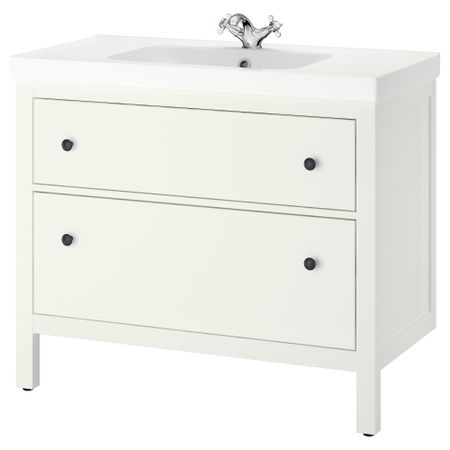 Шкаф для раковины с 2 ящиками, 103x49x89 см, белый, РУНШЕР смеситель IKEA ODENSVIK ОДЕНСВИК, HEMNES ХЕМНЭС 092.934.52