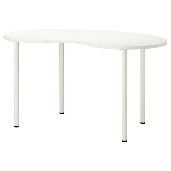 Стол ХИССМОН / АДИЛЬС, в форме кешью, белый (140x75 см) - фото 1