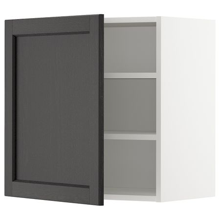 Шкаф навесной с полкой, белый/Лерхюттан черная морилка 60x60 см IKEA METOD МЕТОД 992.583.88